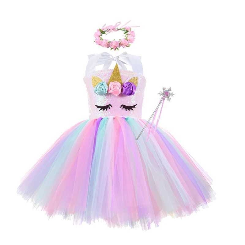 Princess girl Tutu dress set Pastel Flower baby girl birthday Par dress sheer childrens Halloween role-playing costume W250111