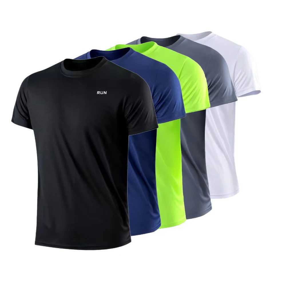 Mens quick drying short sleeved gym running moisturizing round neck T-shirt training gym sports shirt lightweight top W250111