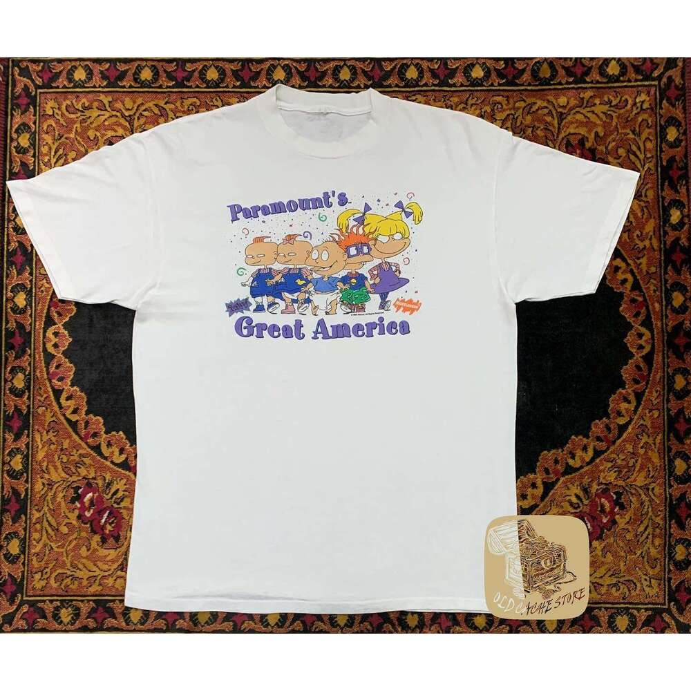 Rugrats Little mischievous soldier cartoon printed short shirt for men, nostalgic and niche, cute half sleeved