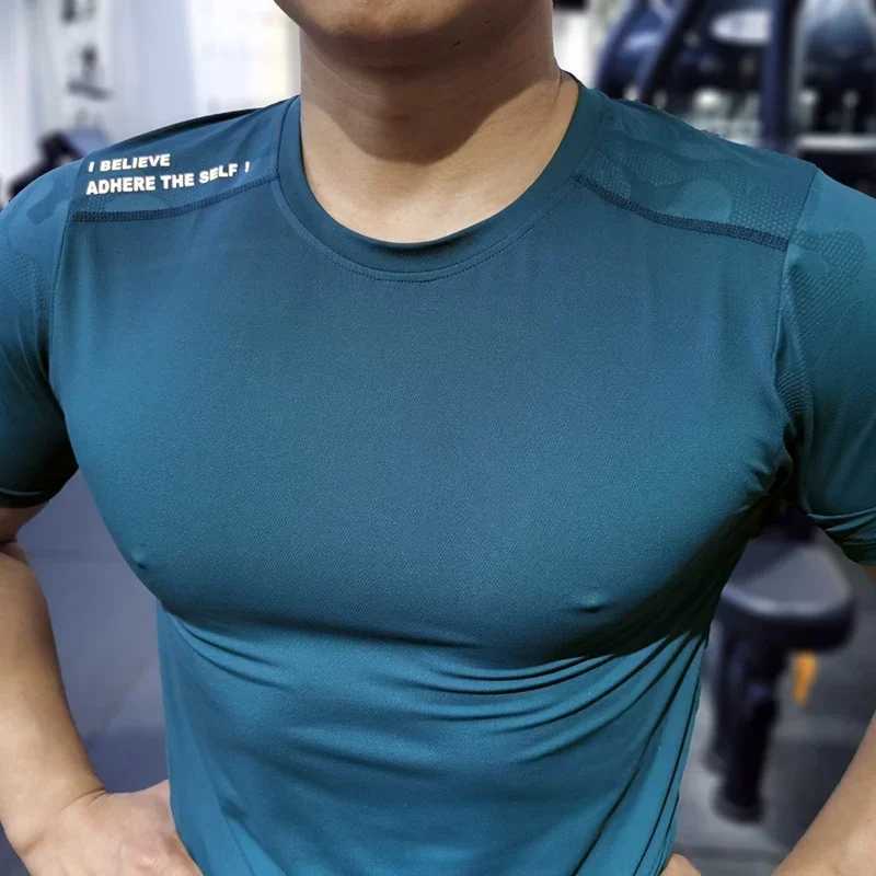 Sports T-shirt mens short sleeved quick drying clothing summer sweat absorption breathable training running gym fitness clothing W250111