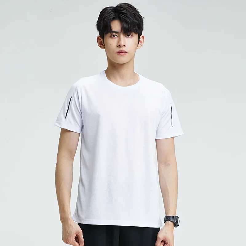 Mens breathable sports T-shirt sweat absorbing quick drying suit summer ice silk fitness running top W250111