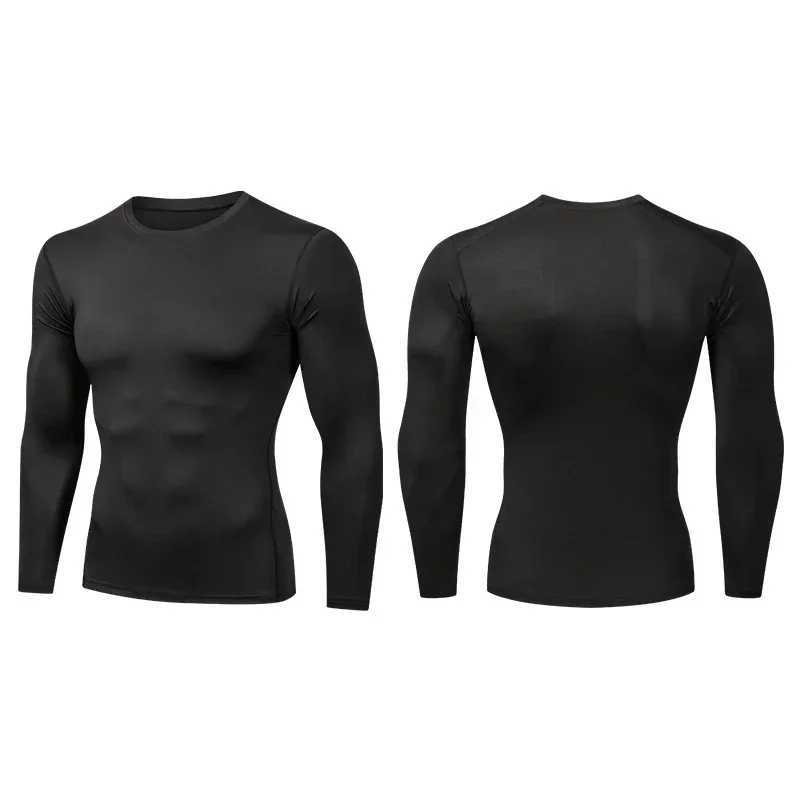 Mens compression shirt long sleeved bottom quick drying running T-shirt sports exercise top fitness suit W250111