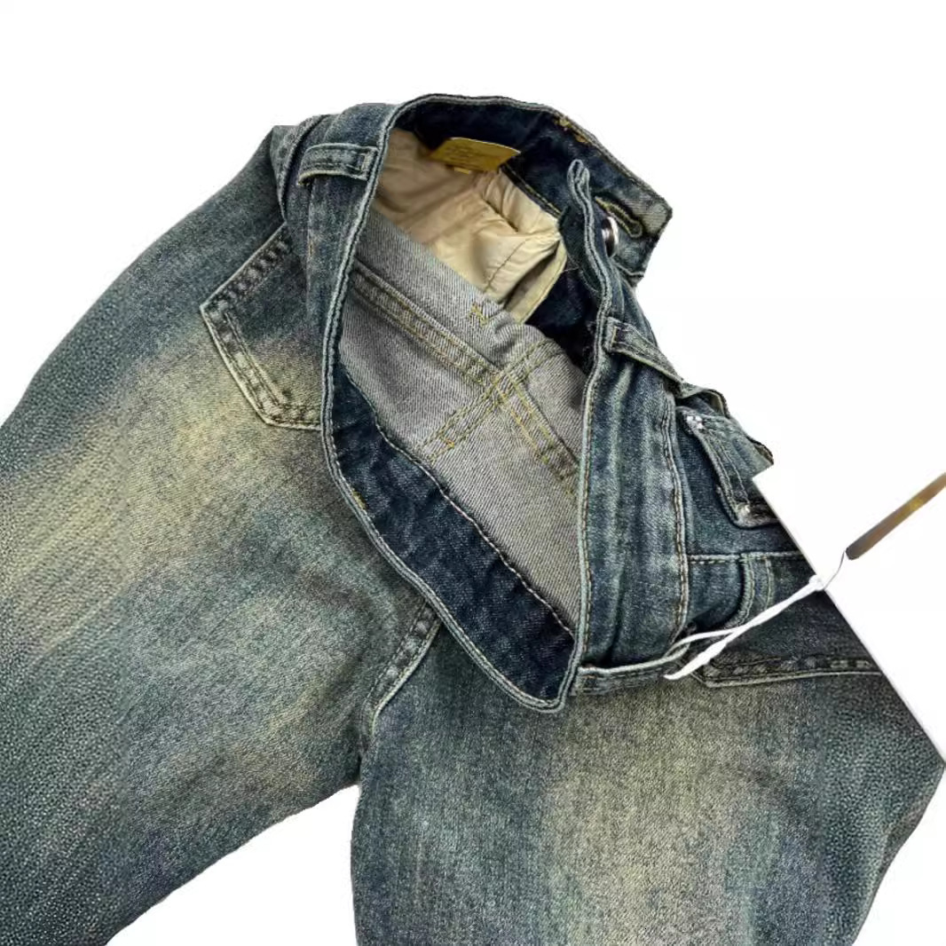 2025S designer micro jeans for women in spring washed worn slim fit flared and floor length pants