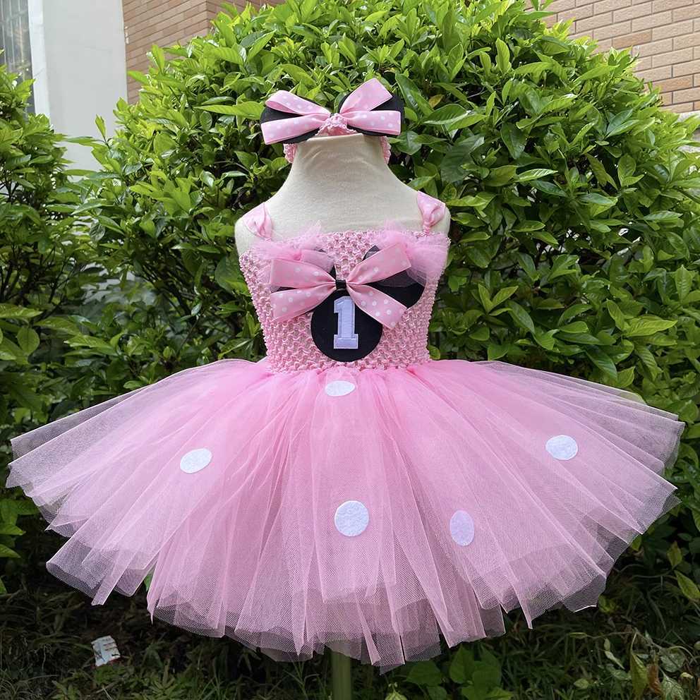 Cute baby red Tutu dress girl crocheted chiffon dress with polka dot bow and hair childrens birthday Par costume W250111