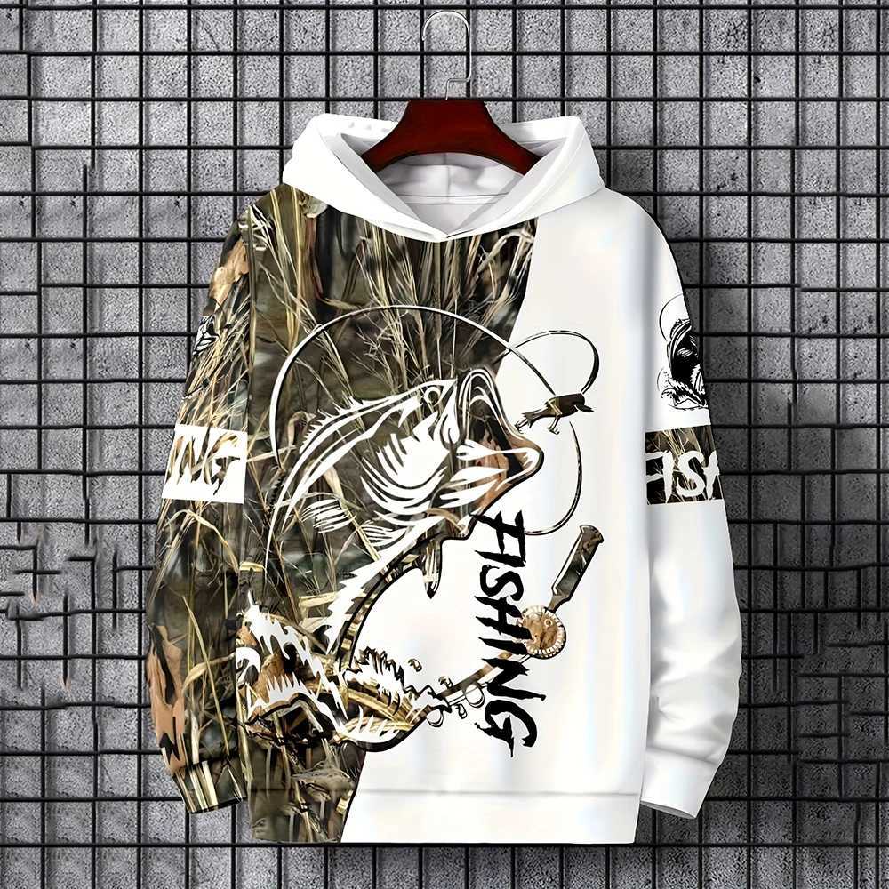 Autumn and Winter Outdoor Fishing Printed Mens Hoodie Fashion Long Sleeve Sportswear New Field Hoodie Casual Mens Clothing Top W250110