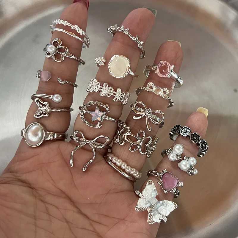 Korean Style Simple Ribbon Bowknot Ring for Womens Fashion Personalized Open Index Sweet Bow Finger Ring Y2K Jewelry Gift PartyXJ250110