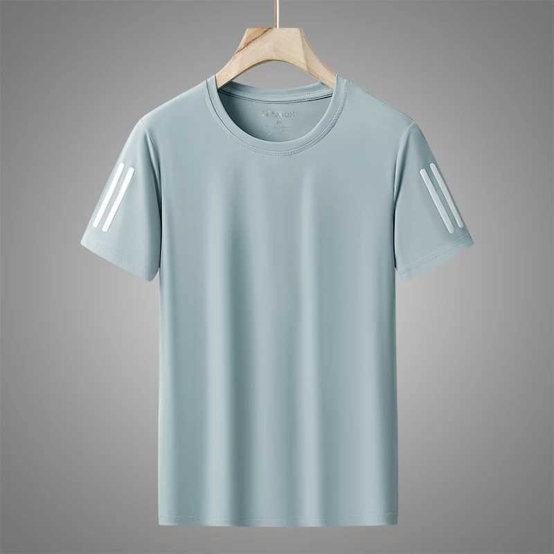 High quality ice silk thin mens casual breathable short sleeved T-shirt summer sweater absorbs quick drying sports running top W250111