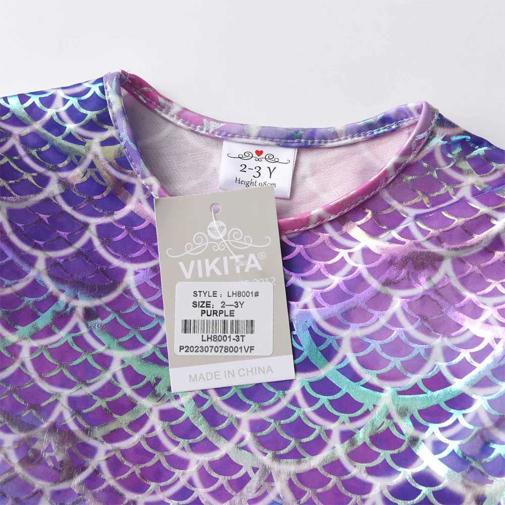 Vegeta girls mermaid print dress childrens autumn spring long sleeved irregular dress girls chiffon net Tutu Par princess dress W250111