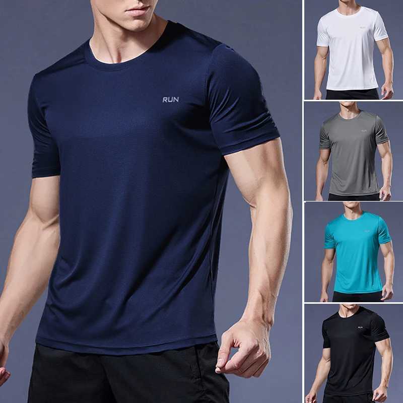 Mens ice silk fitness Golf shirt quick drying fitness gym T-shirt breathable sports running shirt sportswear W250111
