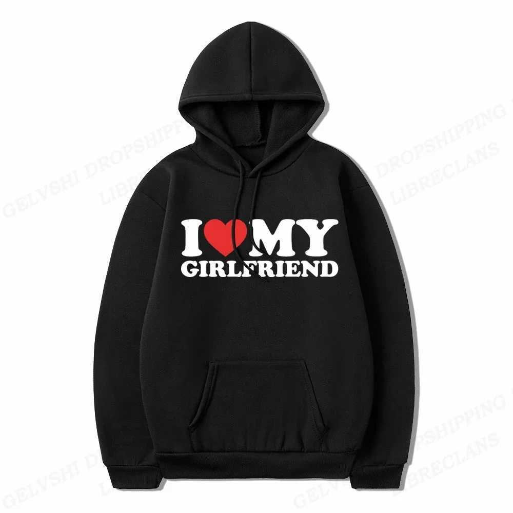 I love my heart my girlfriend hoodie mens fashion letter hoodie childrens hip-hop hoodie mens jacket womens sweater W250110