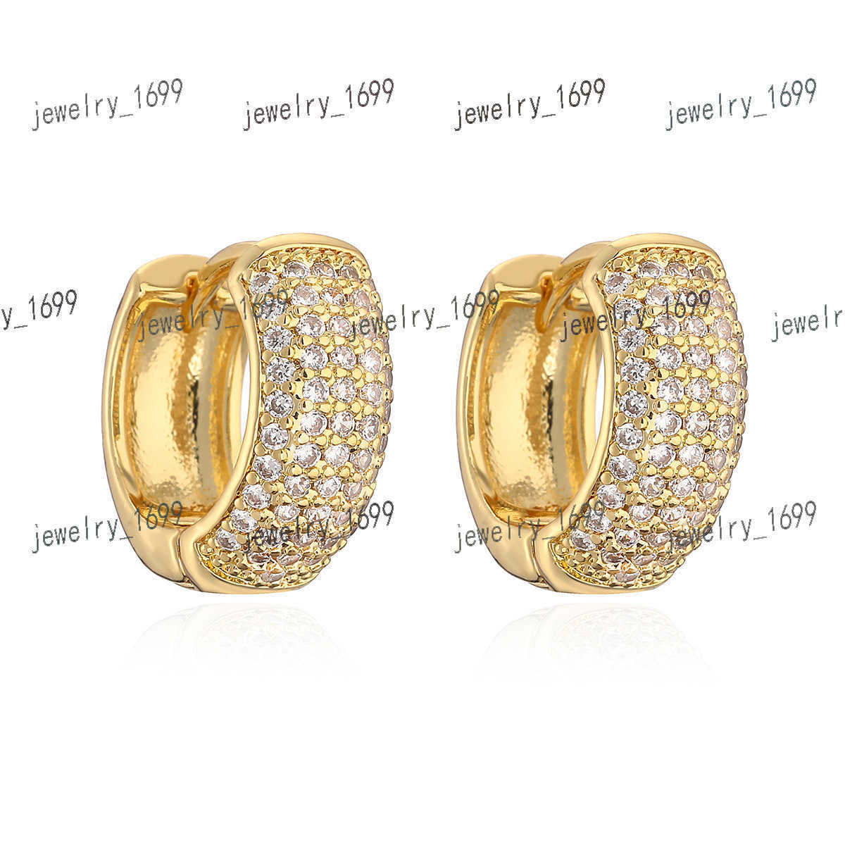 Fashionable Luxury Cubic Zirconia Hoop Earring Gold Plated Simple Full Diamond Crystal Earrings For Women