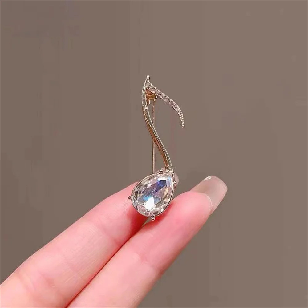 Elegant Musical Note Brooches for Women Fashion Crystal Brooch Pin Piano Notes Shape Musician Jewelry Gifts for Friends 250103