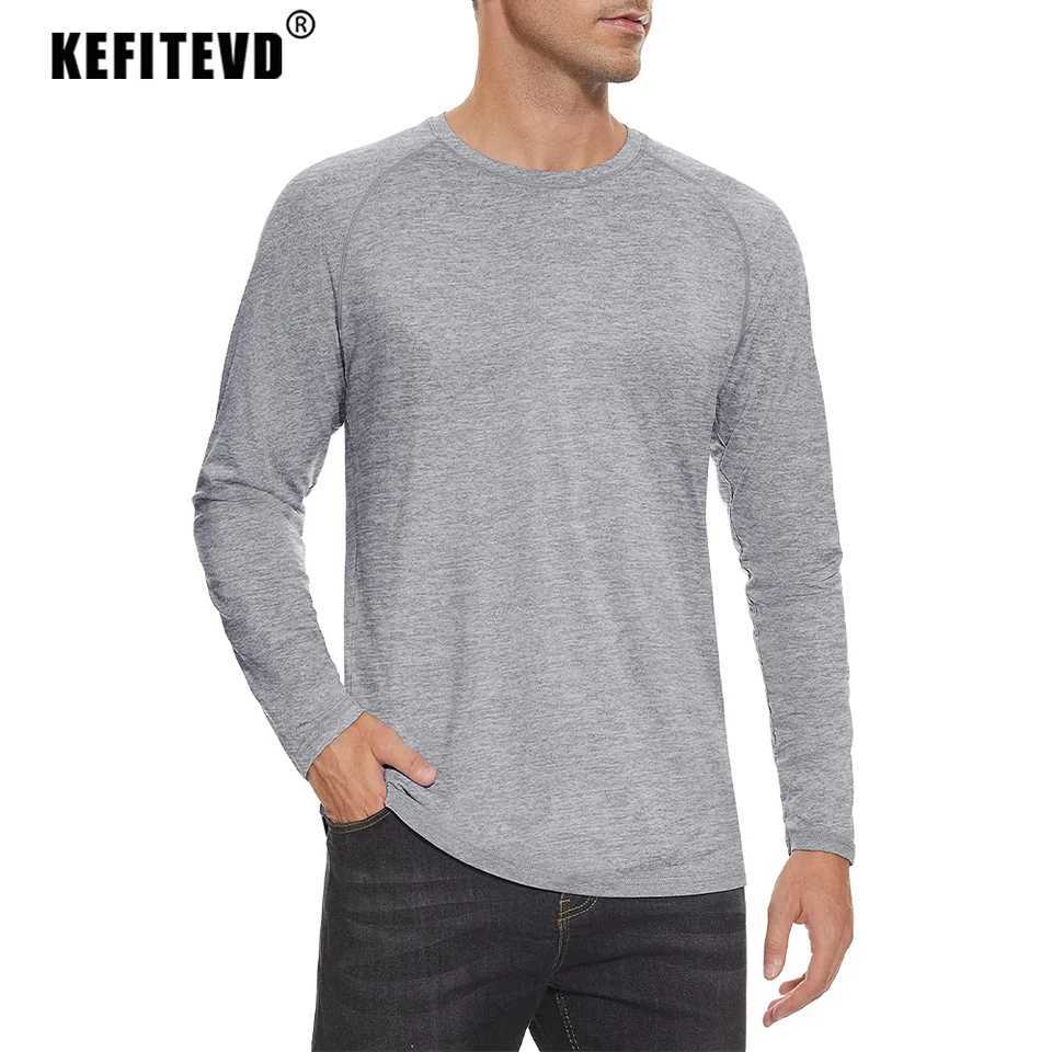 KEFITEVD Mens UPF 50+Summer Long Sleeve Lightweight T-shirt Fast Drying Breathable Shirt Outdoor Sports Gym Running Top W250111