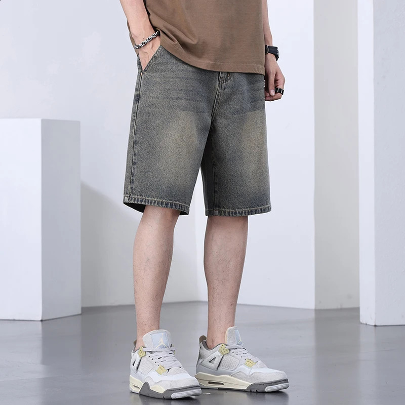 Mens Denim Shorts Summer Clothes Vintage Pants Fashion Thin Casual Loose Bermuda Jeans Wide Short 250108