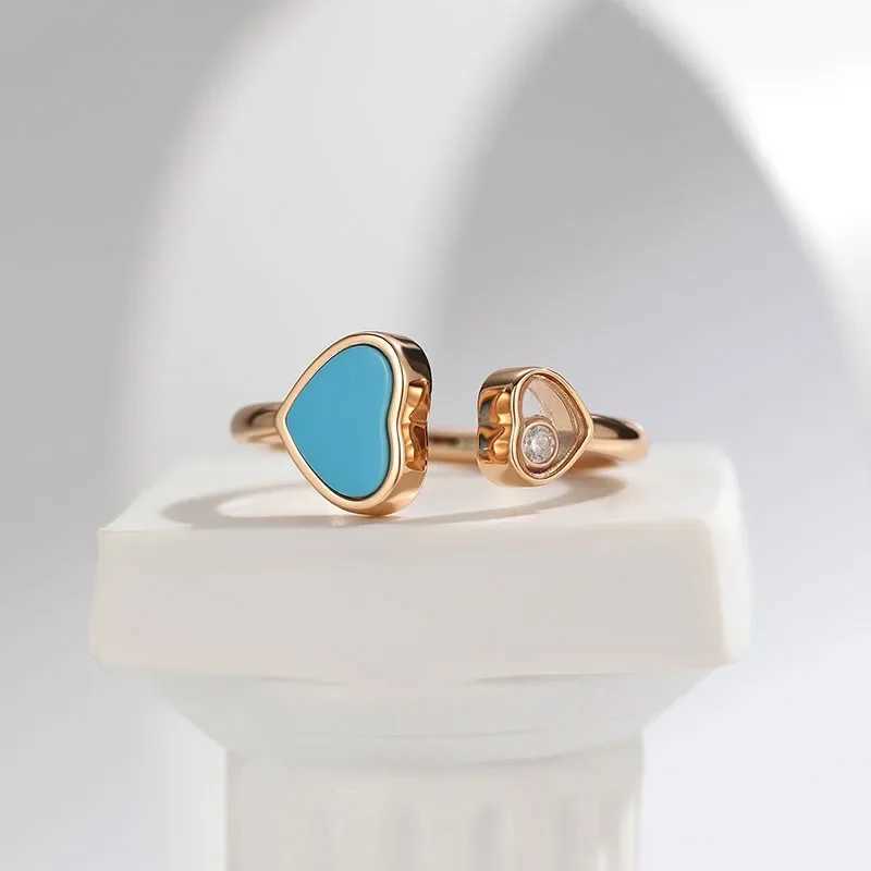 High quality blue pink and red shell double heart-shaped open ring suitable for womens fashion jewelry W250111