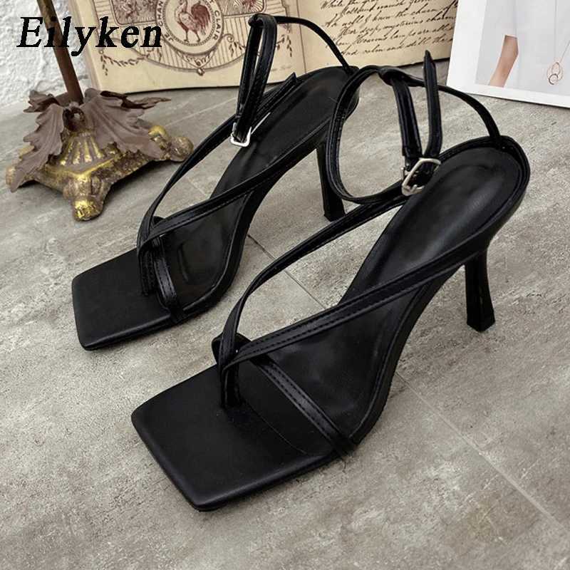 New Arrival Eilyken New Fashion Pinch Narrowband Womens Sandals Summer Square Open Anklet Buckle High Heels Womens Shoes T250110