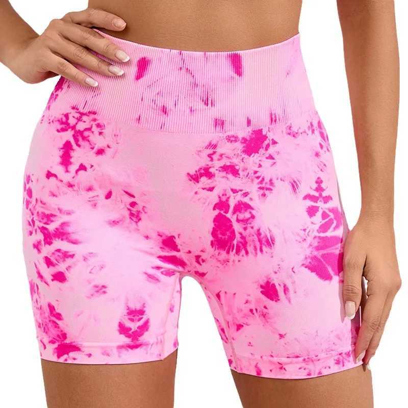 Tie dye plus size womens Yoga wear Fitness shorts Fitness womens clothing Lift hip high waist pink plus size cycling pantsXJ250111