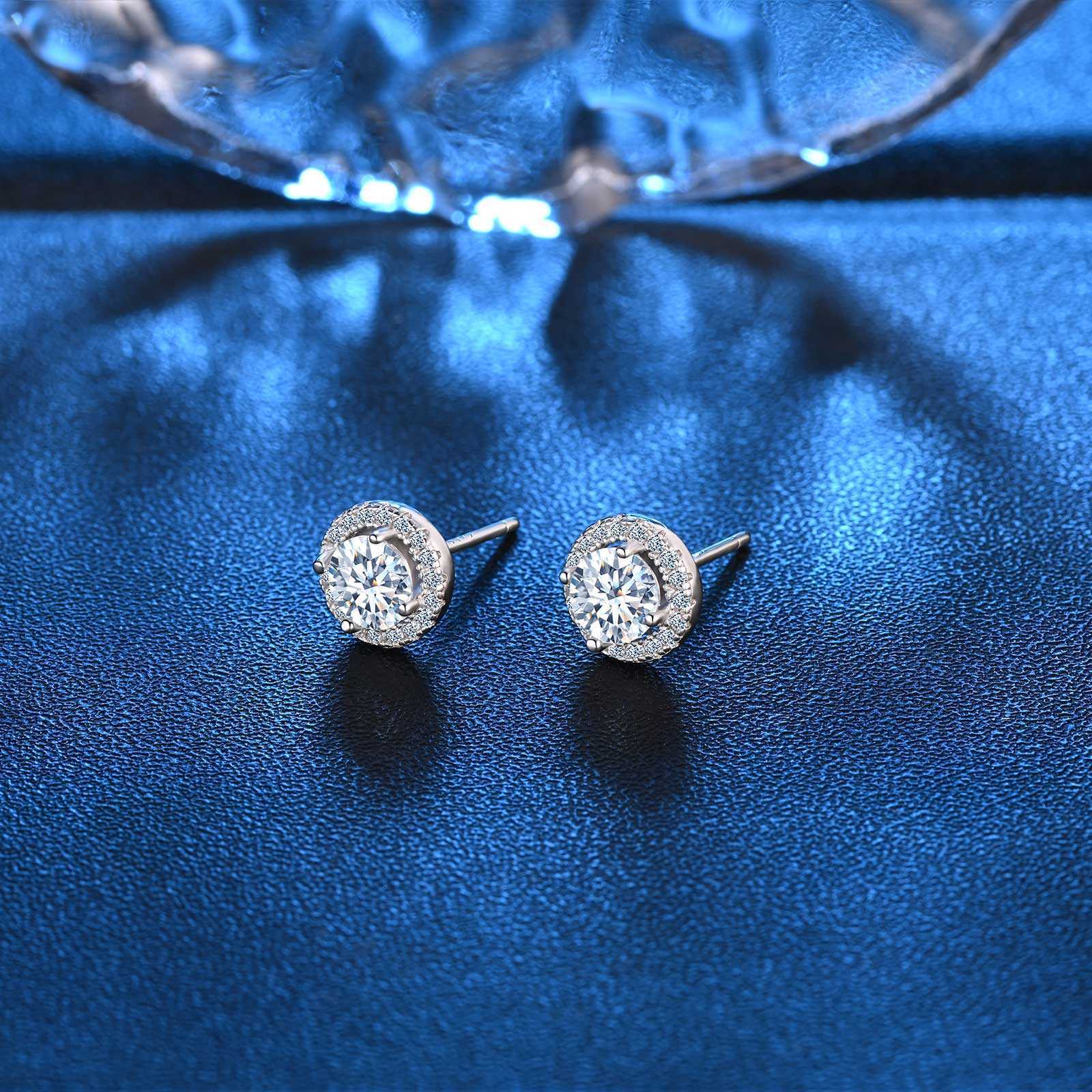 Fine stud earrings 925 sterling silver ladies moissanite earing for women