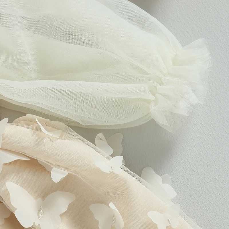 1-5Y Preschool Baby Dress Puff Sleeves Butterfly Gaul Tutu Girl Birthday Par D06 Dress W250111