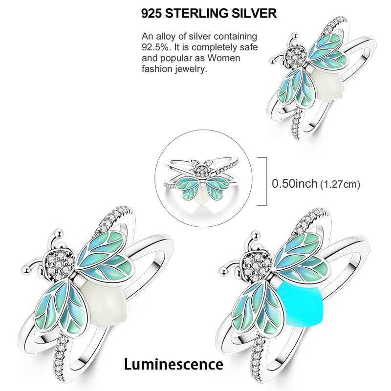 925 sterling silver rotating windmill cherry wreath can emit light and change color firefly chameleon ring W250111