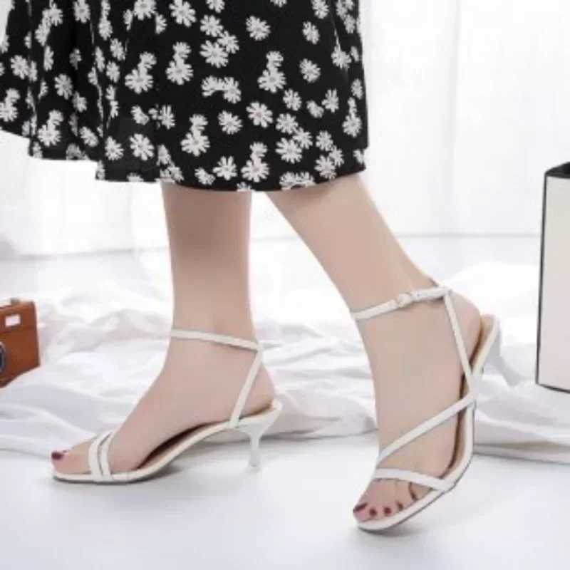 New Arrival New Summer Ultra Thin High Heel Sandals Womens Open Toe Sexy Casual Edition One Line Lace High Heel Shoes T250110