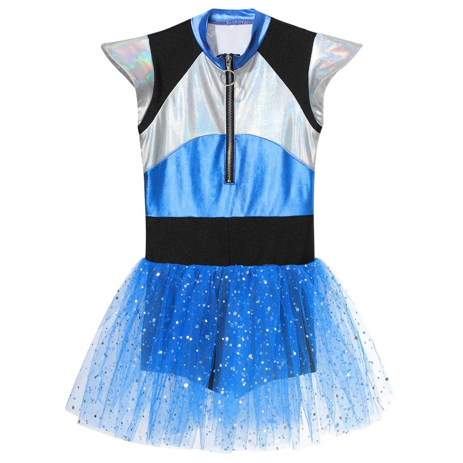 Children and girls role-playing costumes cheerleading dance dresses short sleeved shiny Spanish Tutu tight jumpsuit Halloween Par dance costume W25011