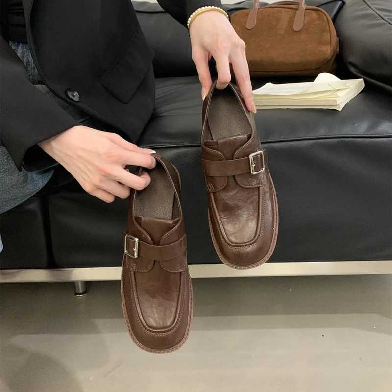 New Arrival AIYUQI Womens Loafers UK Style 2025 New Buckle Thick High Heels Womens Shoes Spring Large Womens Oxford Shoes T250110