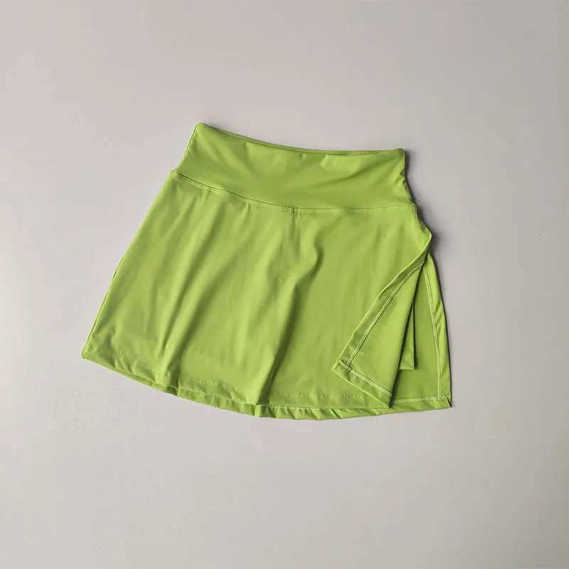 Summer Vacation Two Anti Glare Yoga Half Skirt High Waist Split Tennis Skirt Quick Drying Fitness Short Dress Clothing ShortsXJ250111