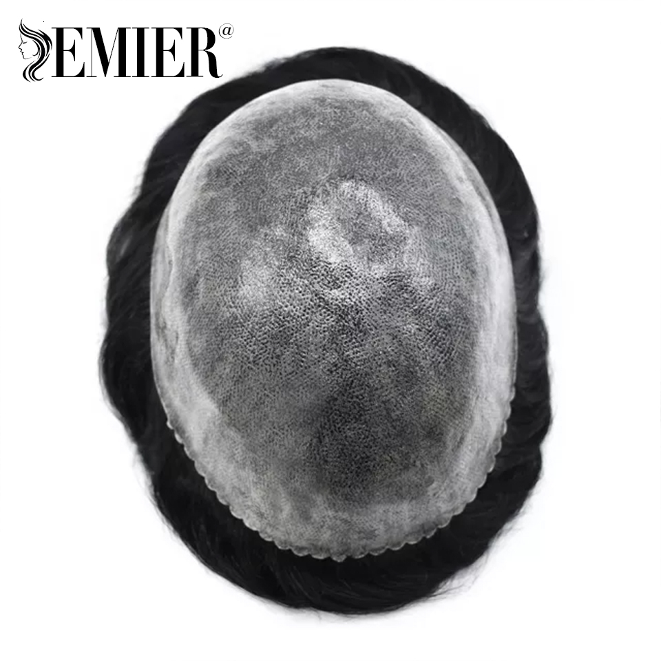 Injection Toupee For Men 0.12-0.14Mm Male Human Replacement System Skin PU Hairpiece Men's Hair Capillary Prothesis