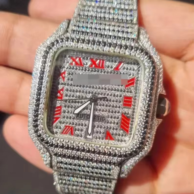 High-precision tactical mechanical watch Iced Out Quartz Dia Automatic Moissanite wrist Watch for men & women Gift For Her