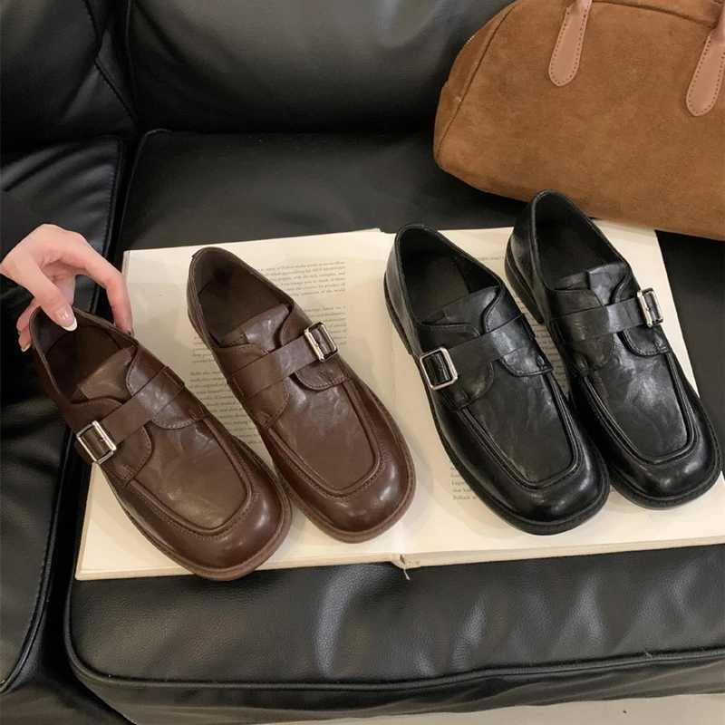 New Arrival AIYUQI Womens Loafers UK Style 2025 New Buckle Thick High Heels Womens Shoes Spring Large Womens Oxford Shoes T250110