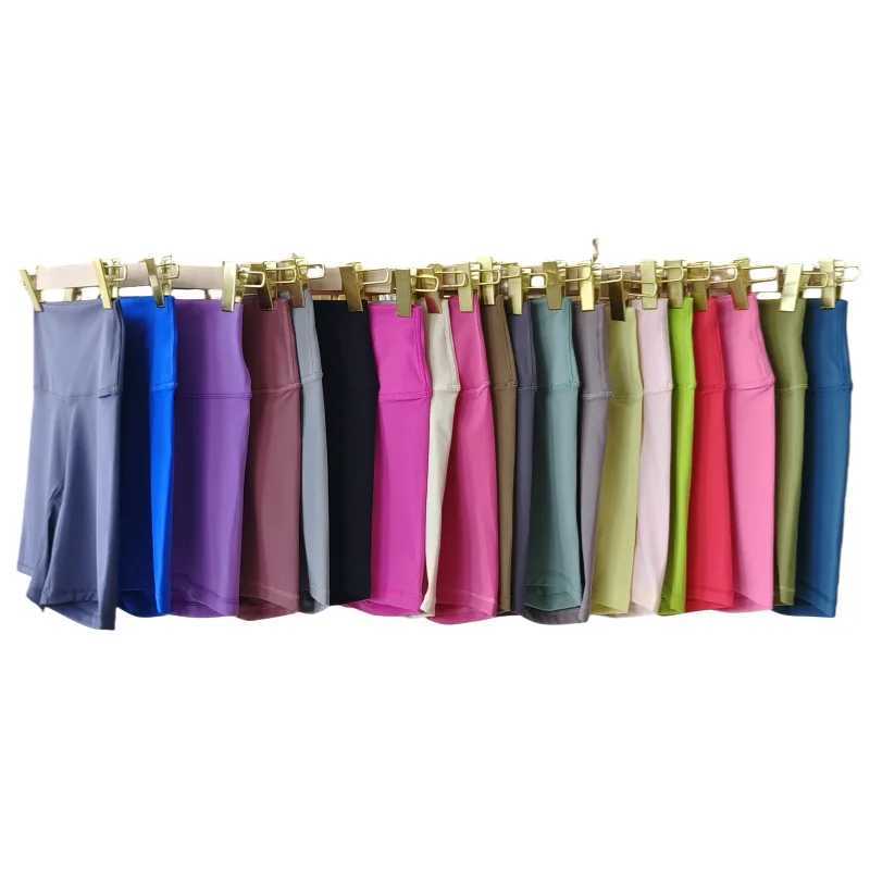 Solid Color Women Fitness Sports Short High Waist Yoga Short Cycling Comprehensive Training Jog Squat Proof Internal PocketsXJ250111