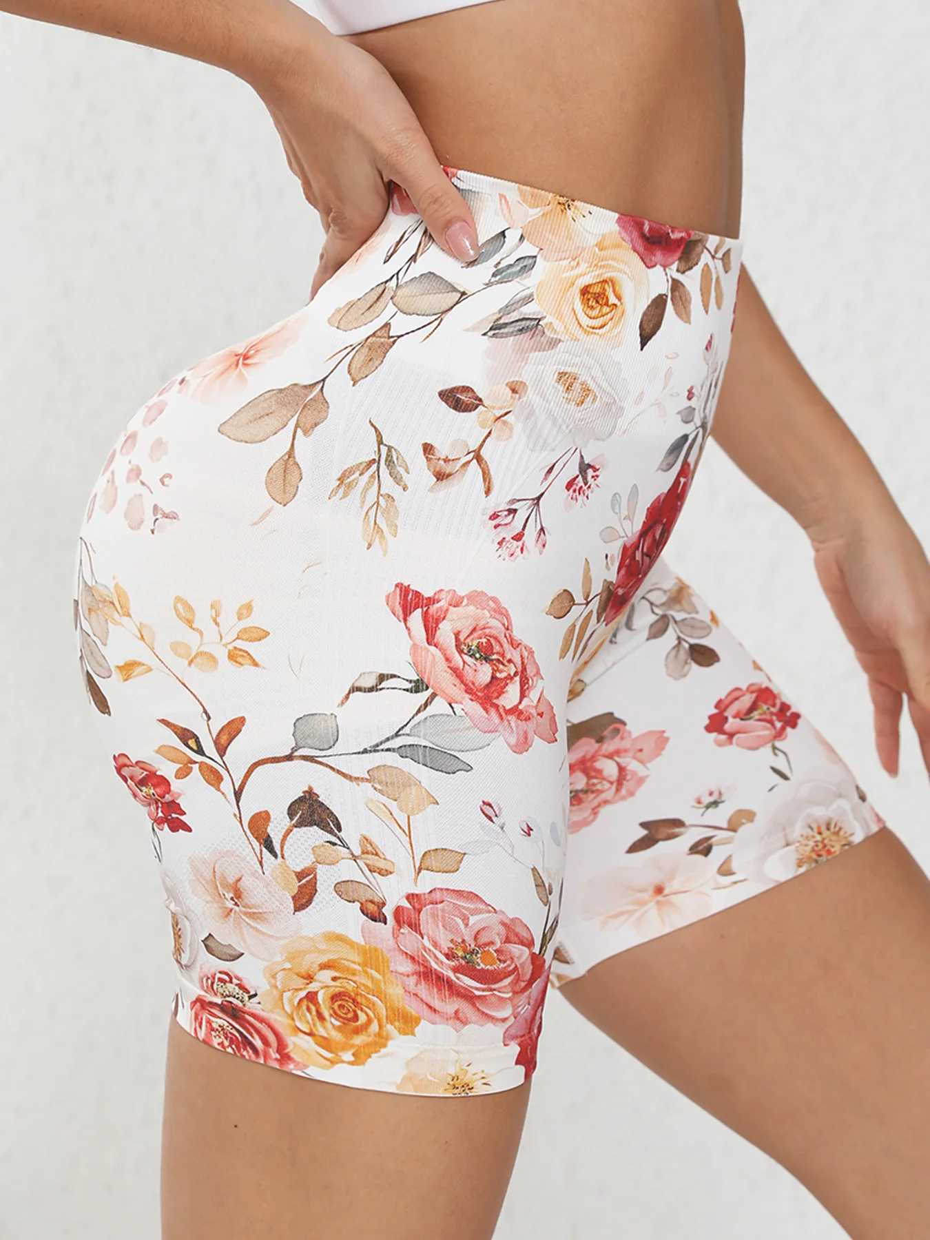 Womens Printed High Waist Yoga Pants Tummy Tucking Hip Lifting Fitness Running Exercise ShortsXJ250111