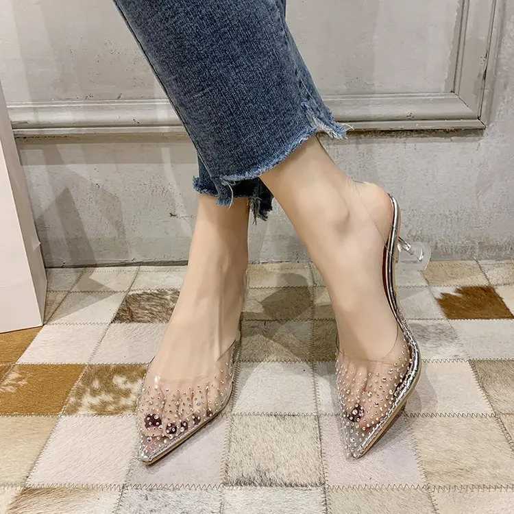 New Arrival Crystal transparent womens sandals comfortable womens peeping toe party sandals high heels non slip shoes T250110
