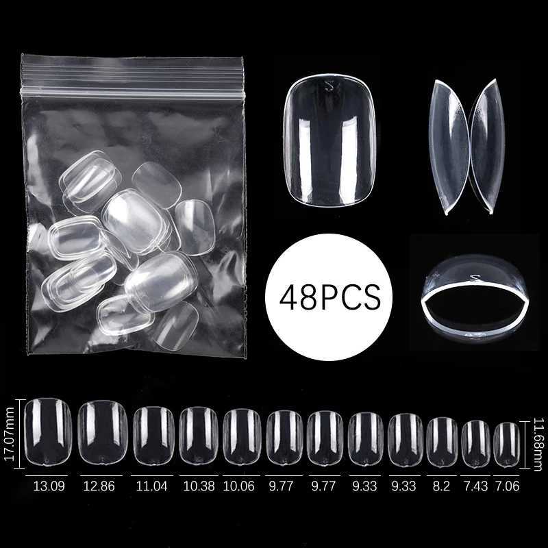 Acrylic Extension Fake Nails Full Coverage False Nails Tips Clear Transparent Full Round Press on Salon Tip Manicure ToolsXJ250110