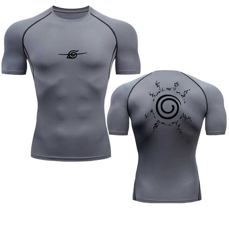 Mens compression shirt anime sports quick drying gym fitness sports underwear elastic top summer and autumn T-shirt W250111