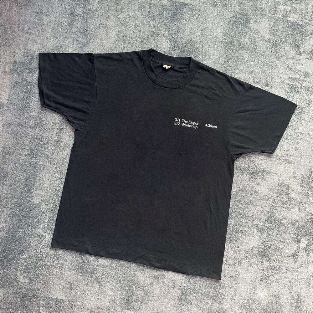 Ins niche design sense American Vintge vintage washed printed short sleeved t-shirt for men women loose and versatile top