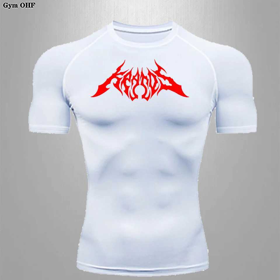 Mens casual T-shirt anime printed clothing quick drying slim fit ultra-thin round neck training T-shirt soft gym top W250111