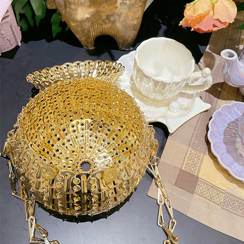 Designer Aesthetic Bags Women's Bag Handmade Woven Metal Sheet Metal Ball Shoulder Bag Women Luxury Holiday Party Evening Bag
