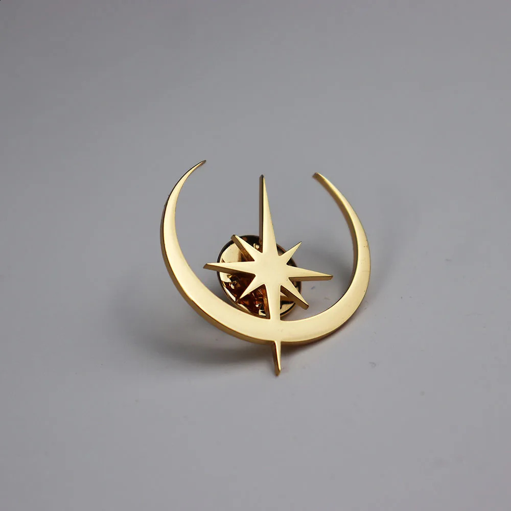 Personalized Stainless Steel Star and Moon Brooch Suitable for Various Occasions Clothing Matching Wedding Gifts 250103
