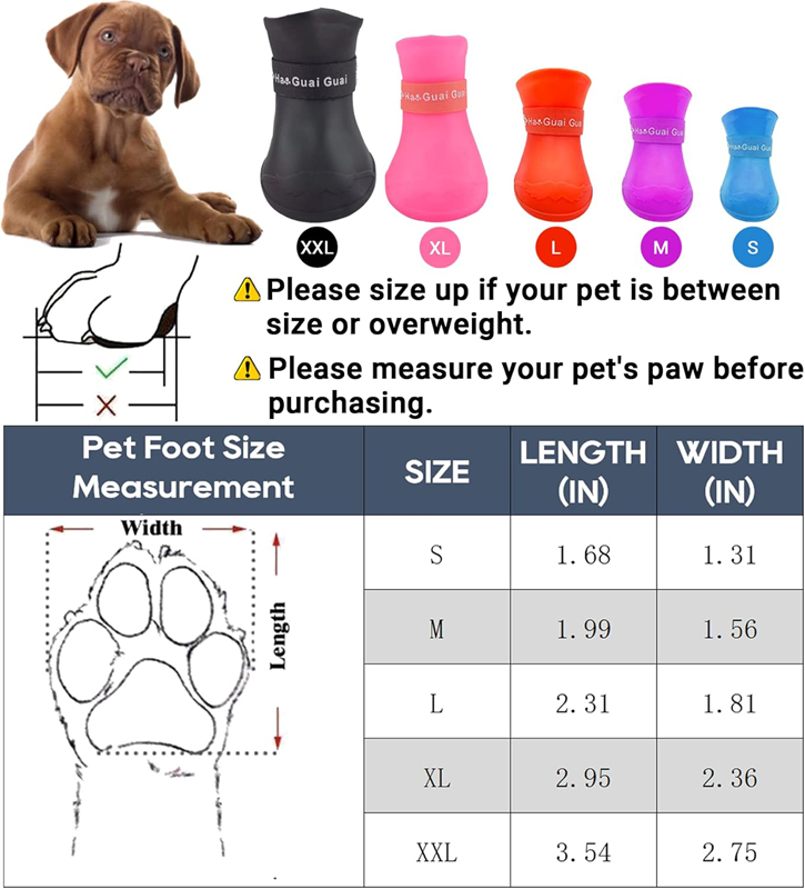 Cute Dog Rain Snow Boots Candy Colors Rubber Waterproof Anti-Slip Pet Waterproof Rain Shoes for Small Medium Dogs Outdoor Shoe Dog Ankle Boots Pet Rai