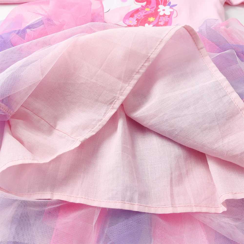 DXTON New Princess Dress Autumn Girls Long Sleeve Dress Irregular Grid Childrens Dress Flower Childrens Par Clothing W250111