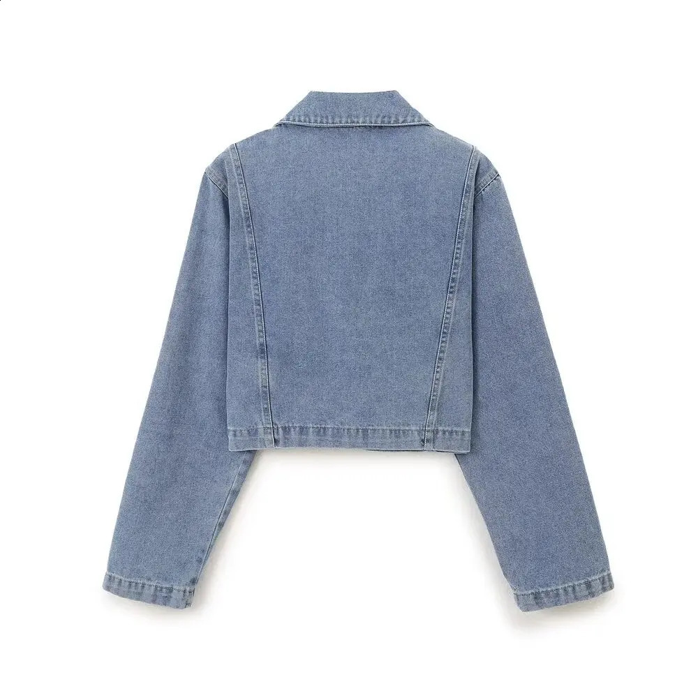 ZBZA Retro Denim Shirt Jean Wide-Leg Pant Suit Long Sleeves lapel Pullover Top Button Zip Pocket Jeans Fall Winter Lady Chic Set 250109