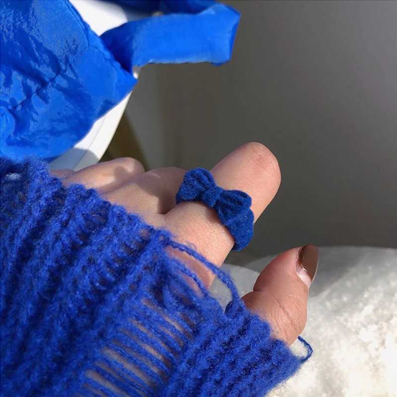 Velvet Bowknot Ring for Women Girls Blue Red Bow-knot Cute Rings Gift for Girlfriend r Korean Fashion Wedding JewelryXJ250110