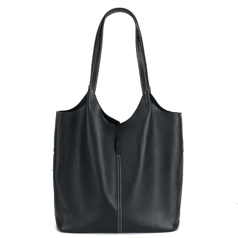 Women's Handbag Made Of Top Layer Cowhide, 2025 New Tote With Large Capacity Ladies' Versatile Single Shoulder Bucket Bag