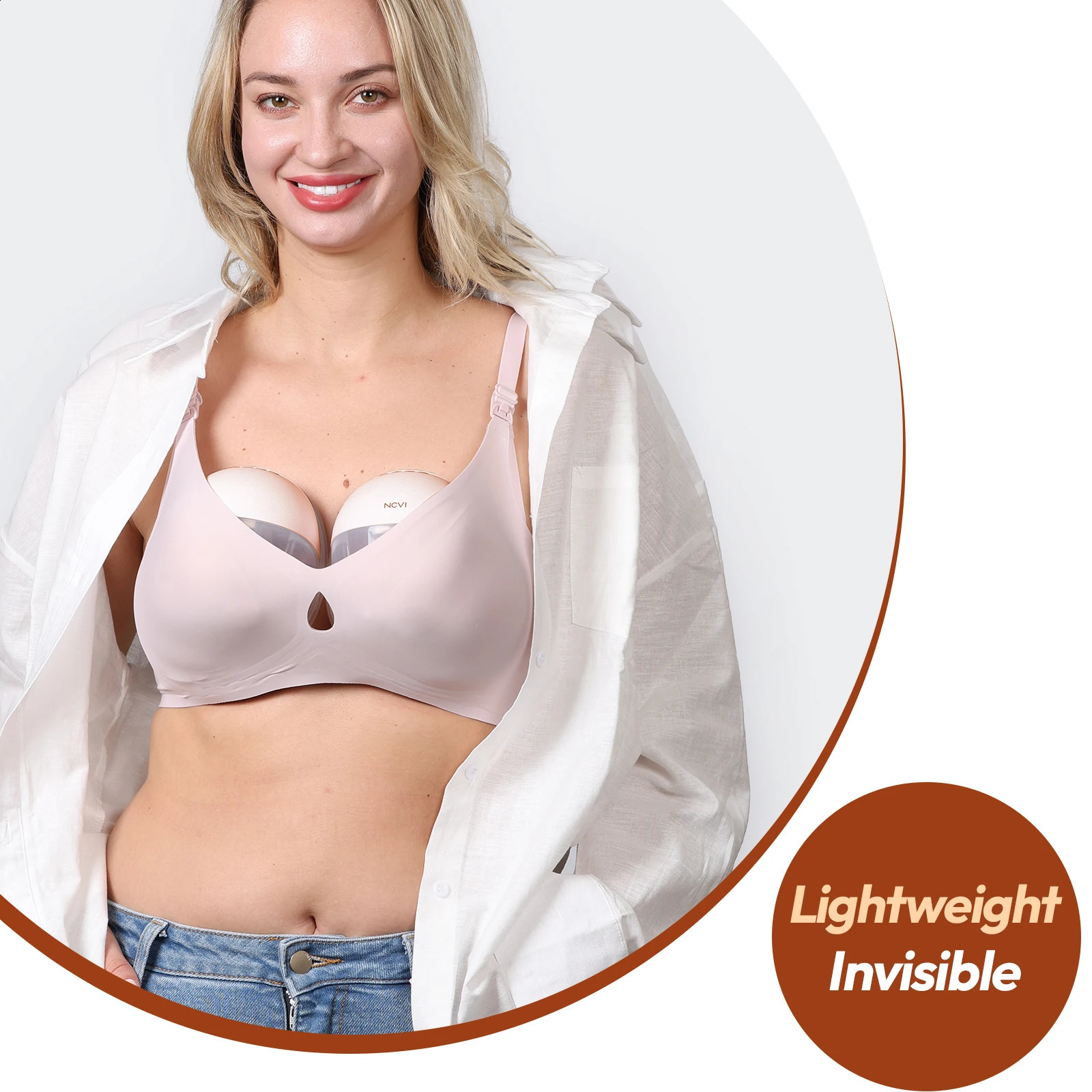 NCVI Wearable Electric Pump Hands Free Breast Pump4 Modes 9 Levels192124 mm Flanges with Smart Display 250110