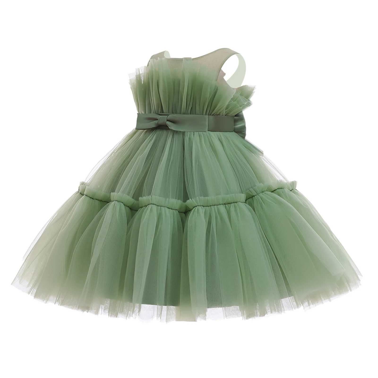 Pudcoco Childrens Baby Girl Princess Par Dress Elegant Bow Sleeveless Mesh Tulle Tutu Birthday Wedding Dress 1-13Y W250111