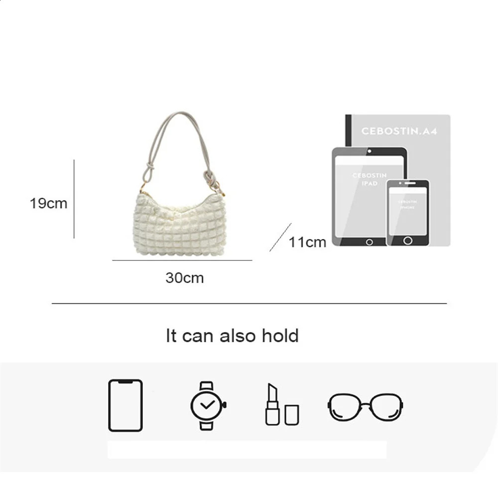 Quilted Padded Shoulder Bag Pleated Bubbles Cloud Large Capacity Handbag Tote Bags Bucket Ruched Handbags 250106