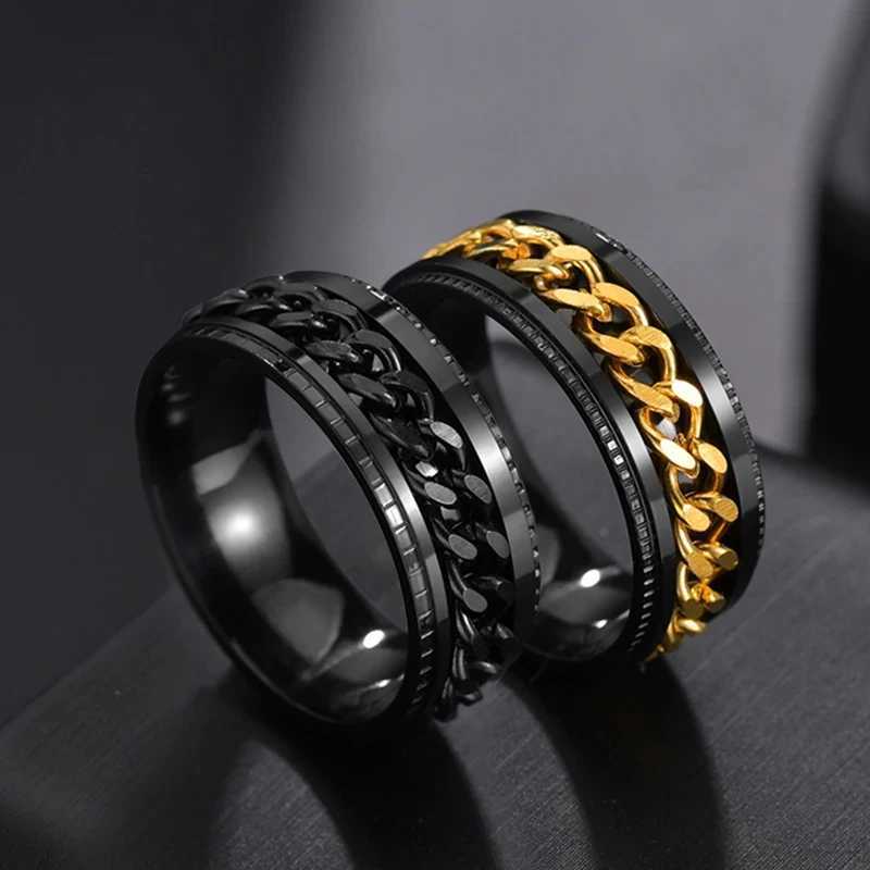 2024 Cool Stainless Steel Rotating Mens Ring High Quality Rotating Chain Punk Womens Jewelry Party Gift W250111