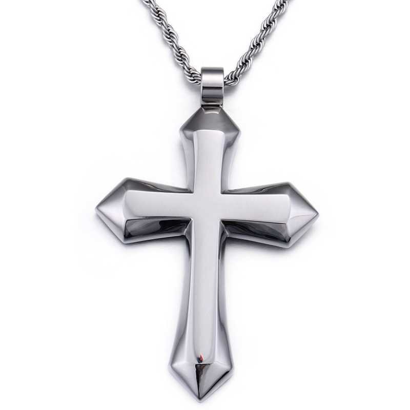 Cast 3D Thick Cross Pendant 316 Stainless Steel Jewelry Necklace Electroplated 18k Gold High Grade Retro Hip Hop Necklace Men